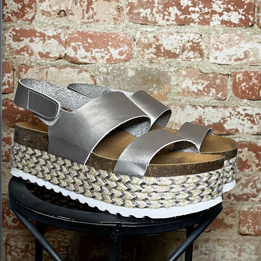 Dirty laundry silver platform sandals 8.5